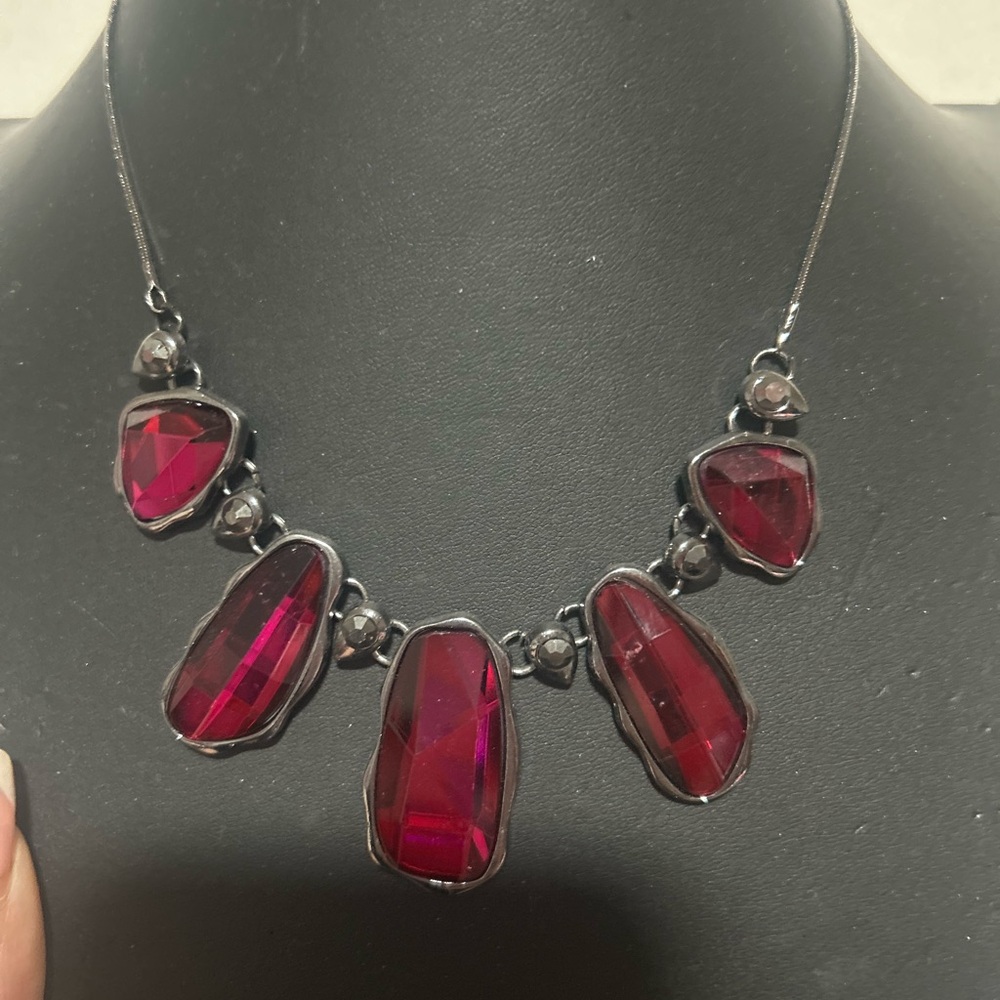 Fuchsia Gemstone Statement Necklace - Women Jewelry